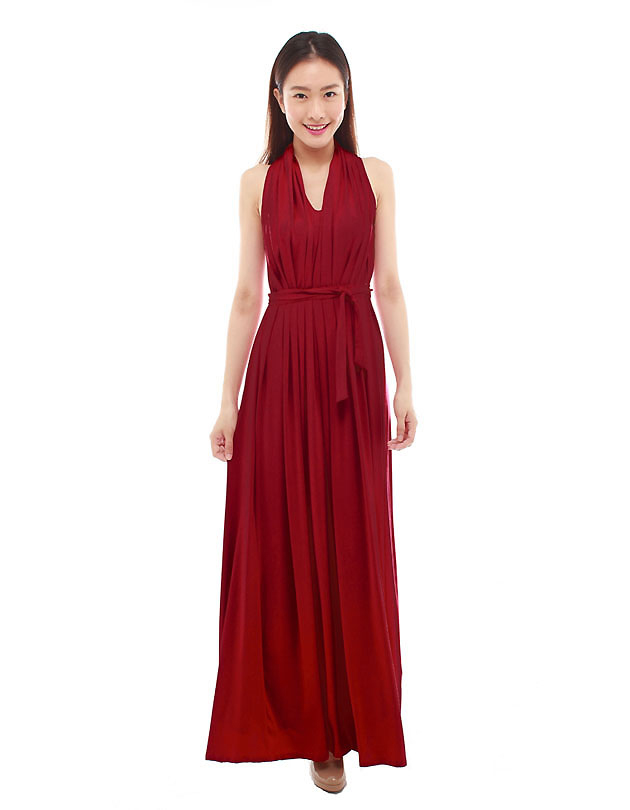 Marilyn Maxi Dress in Maroon